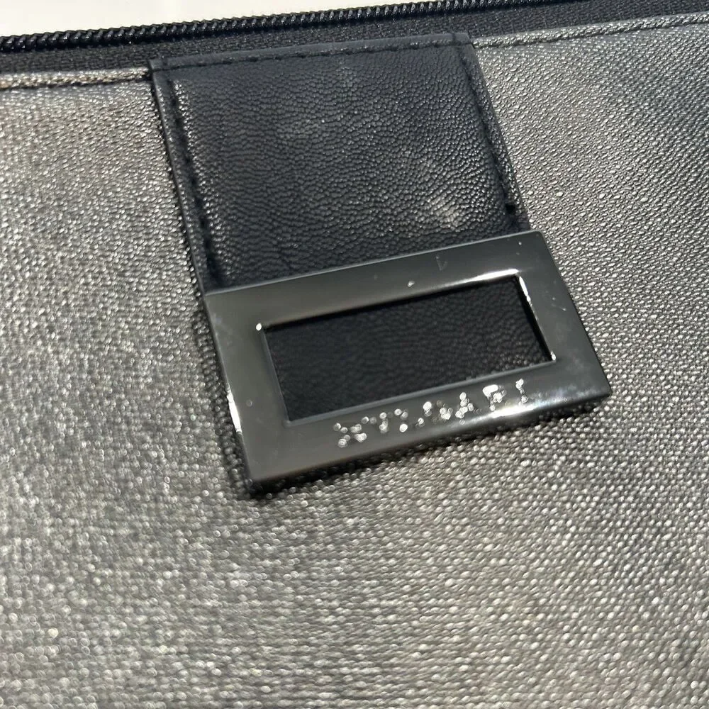 BVLGARI Zip Close  Makeup Bag Travel Toiletries Silver Gray Sparkle